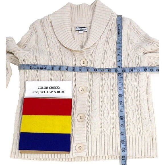 CROFT & BARROW beige 100% cotton cable knit cardigan sweater woman's size L - Picture 2 of 4